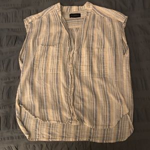 V-Neck Sleeveless Top with Stripes